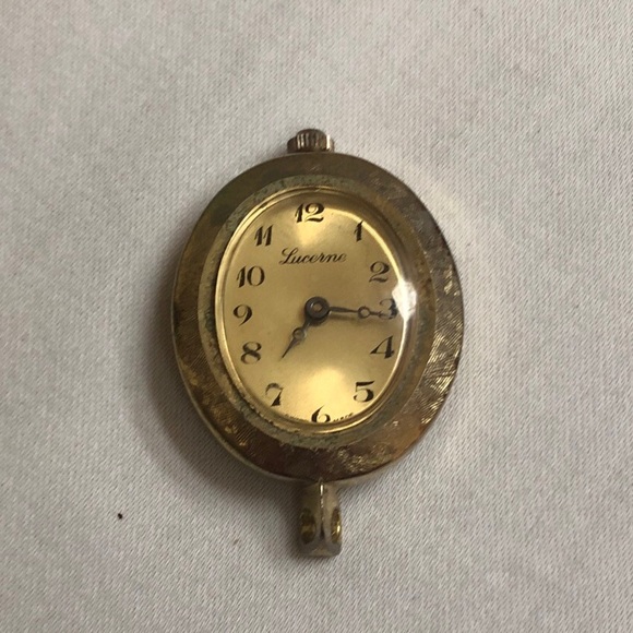Lucerne Accessories - Lucerne Watch Swiss Pendant Fob Only Gold Tone Mechanical Vintage NOT Working